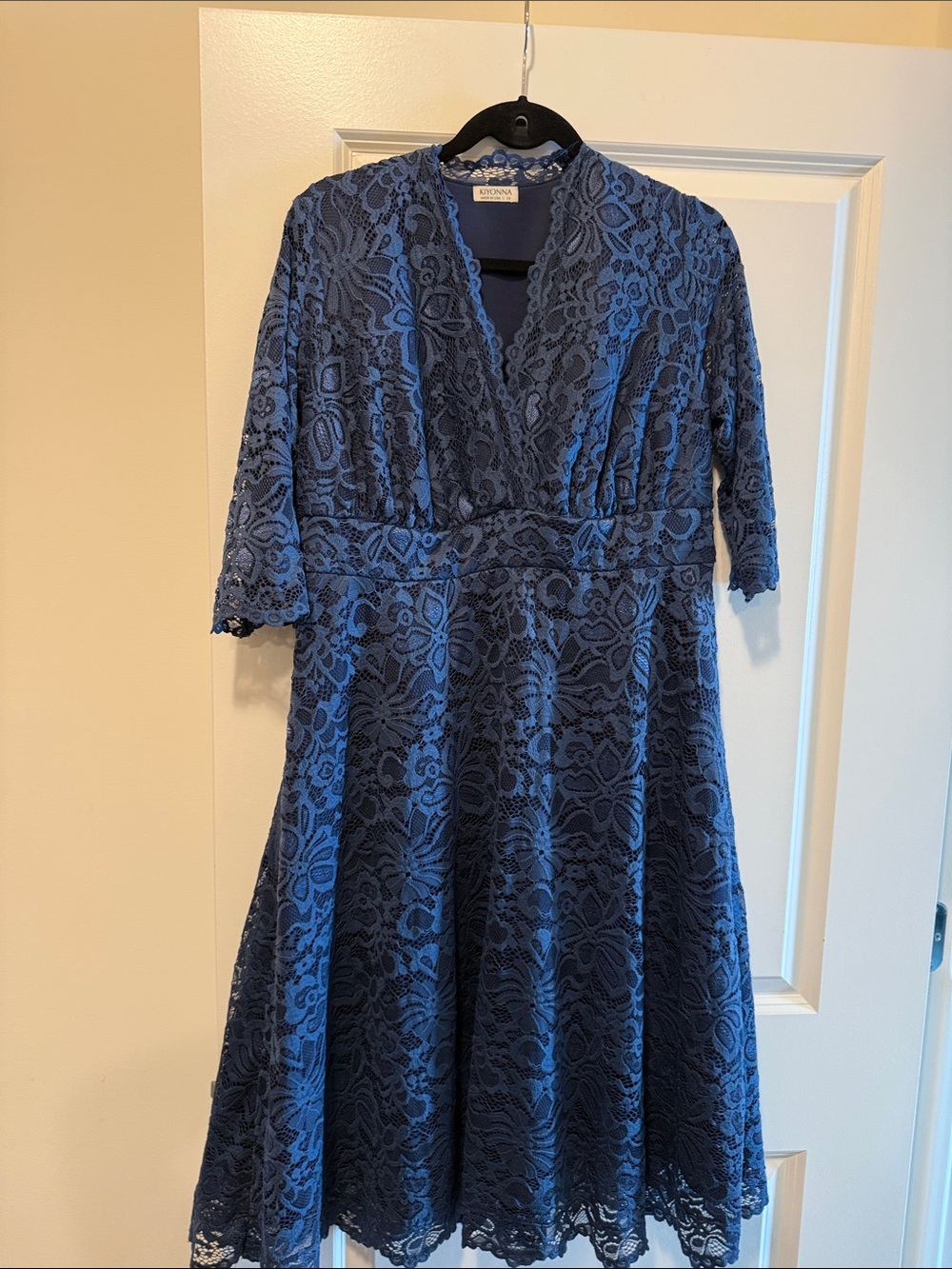 Kiyonna Blue Lace V-Neck Dress